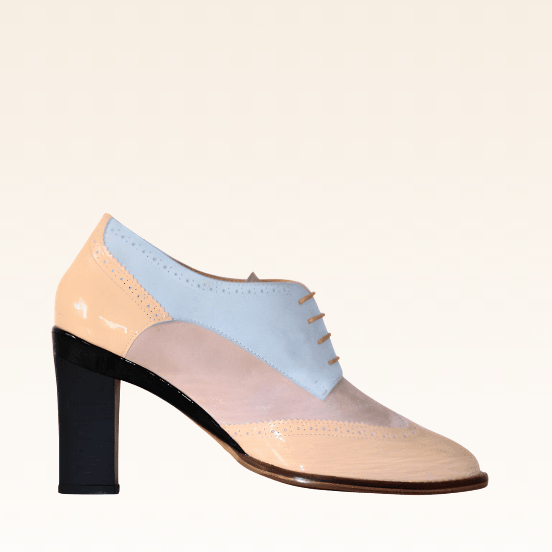 Charlotte derbies vernis blanc sable - Tanya Heath Paris