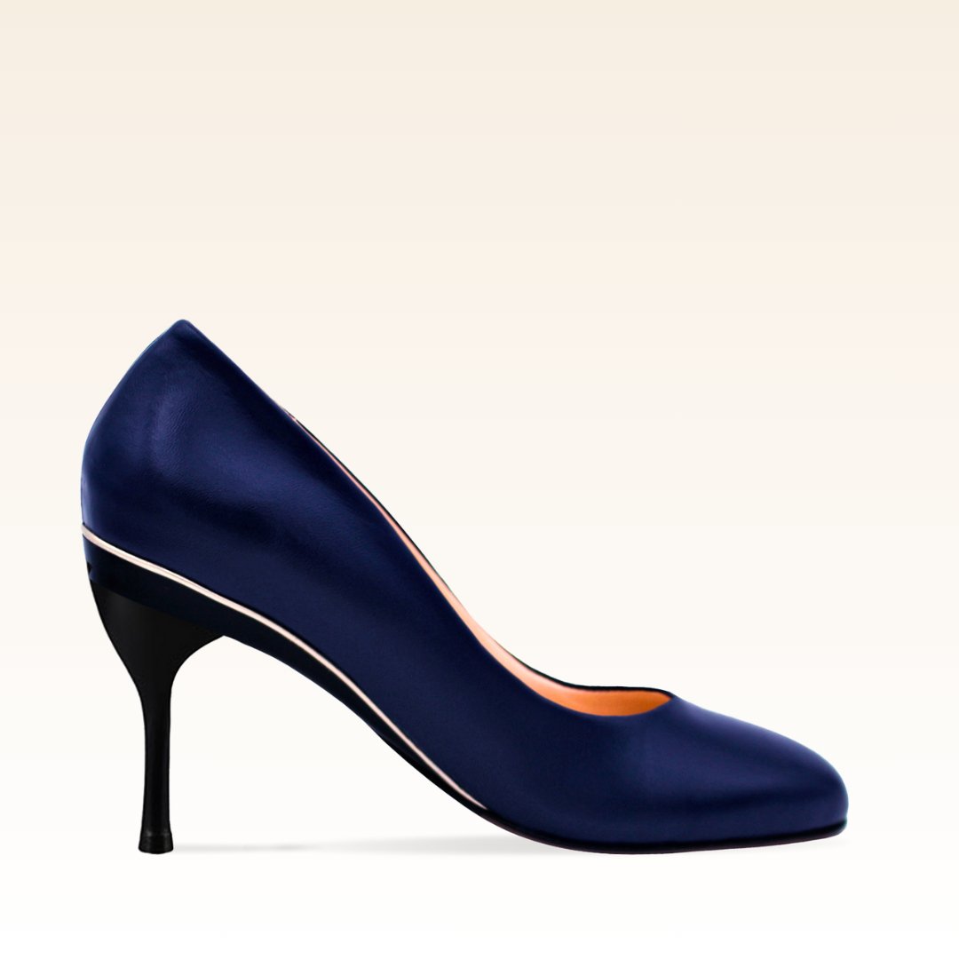 Escarpin bleu marine confortable talons amovible Tanya Heath Paris