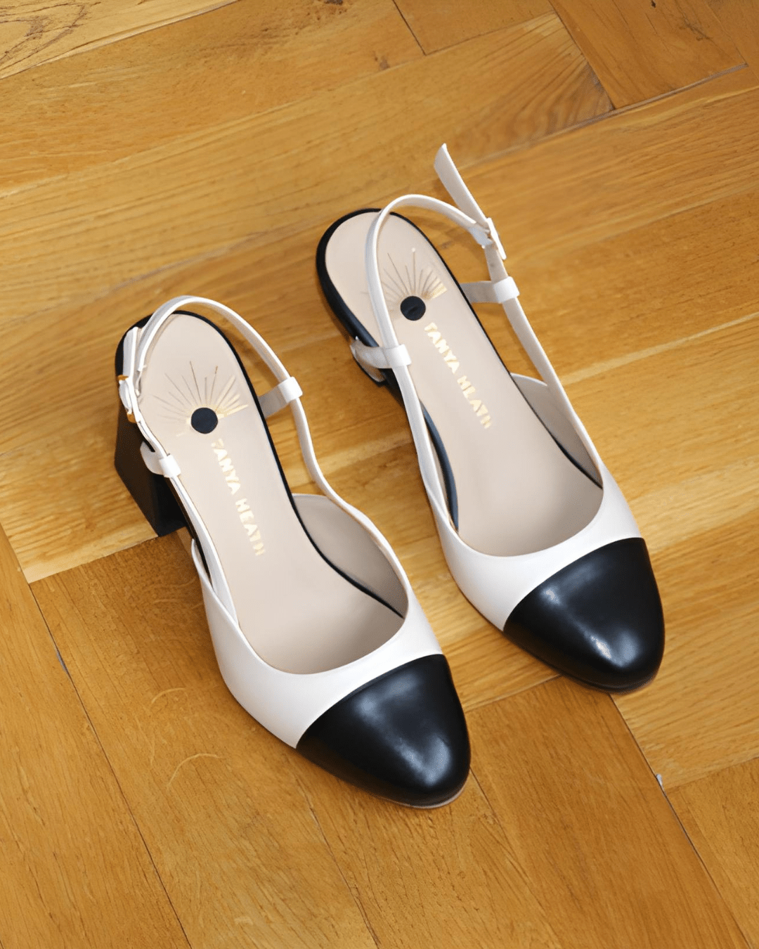 Iris Slingback Bi - color Noir et Crème - Tanya Heath Paris