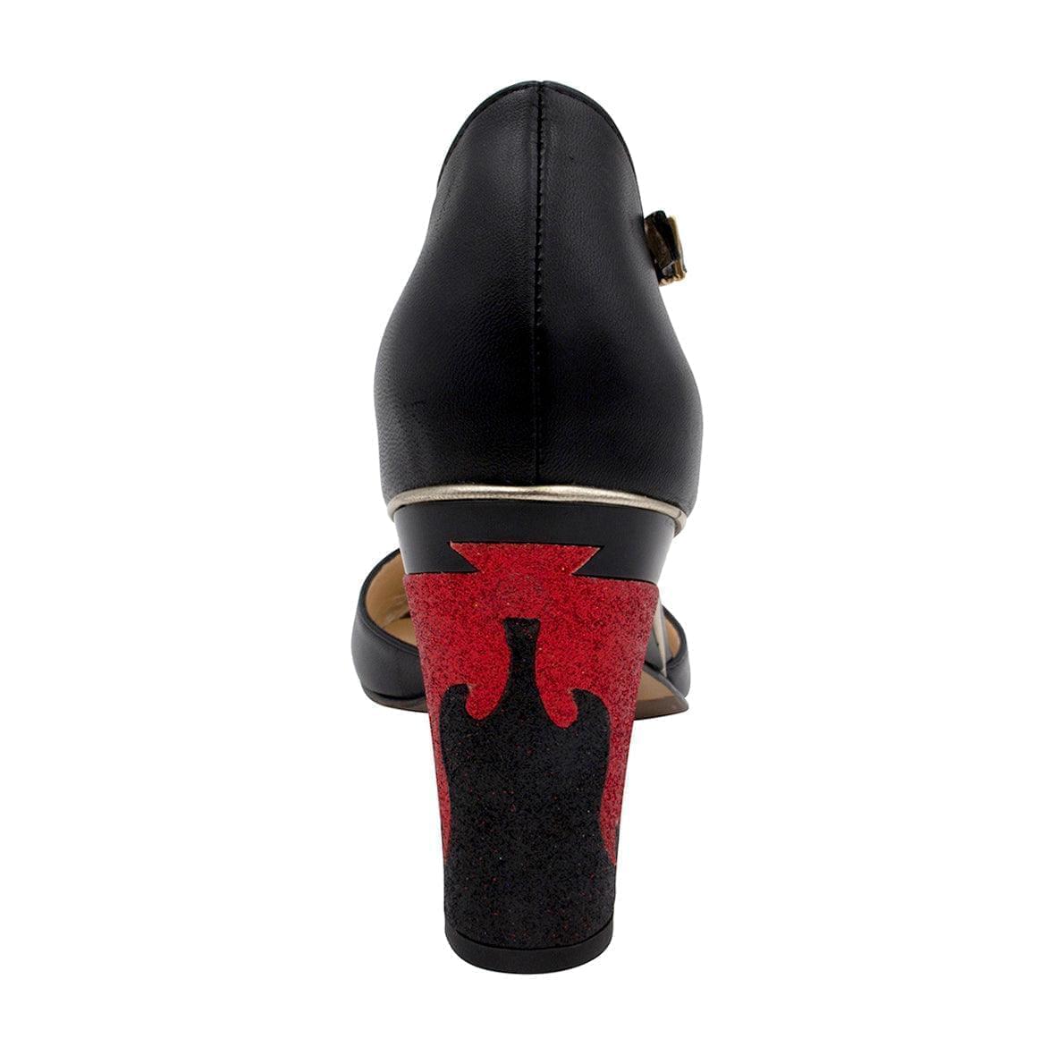 sandale à talon rouge et noir