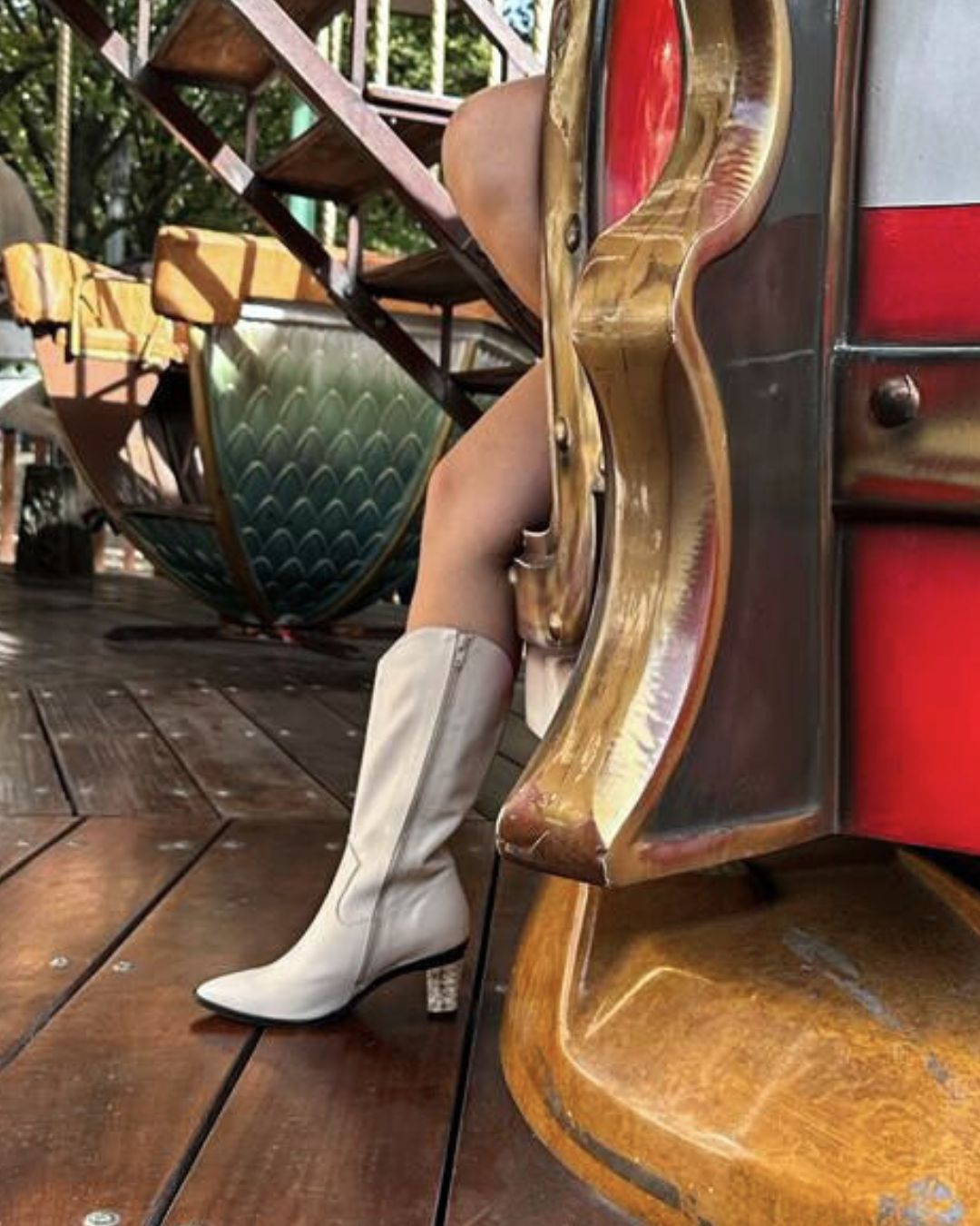Santiag beige cuir lisse