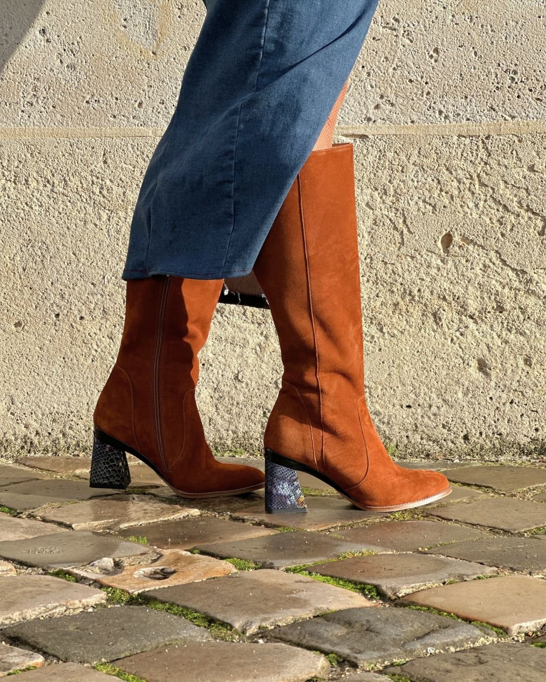 Botte marron avec talon amovible
