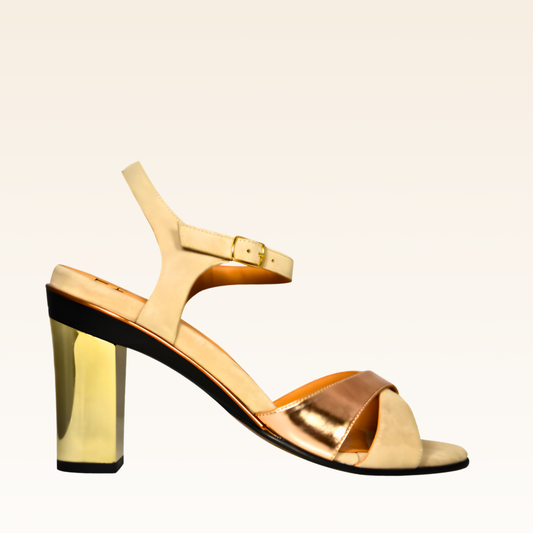 Franken-Christelle Beige Velvet & Metallic Pink