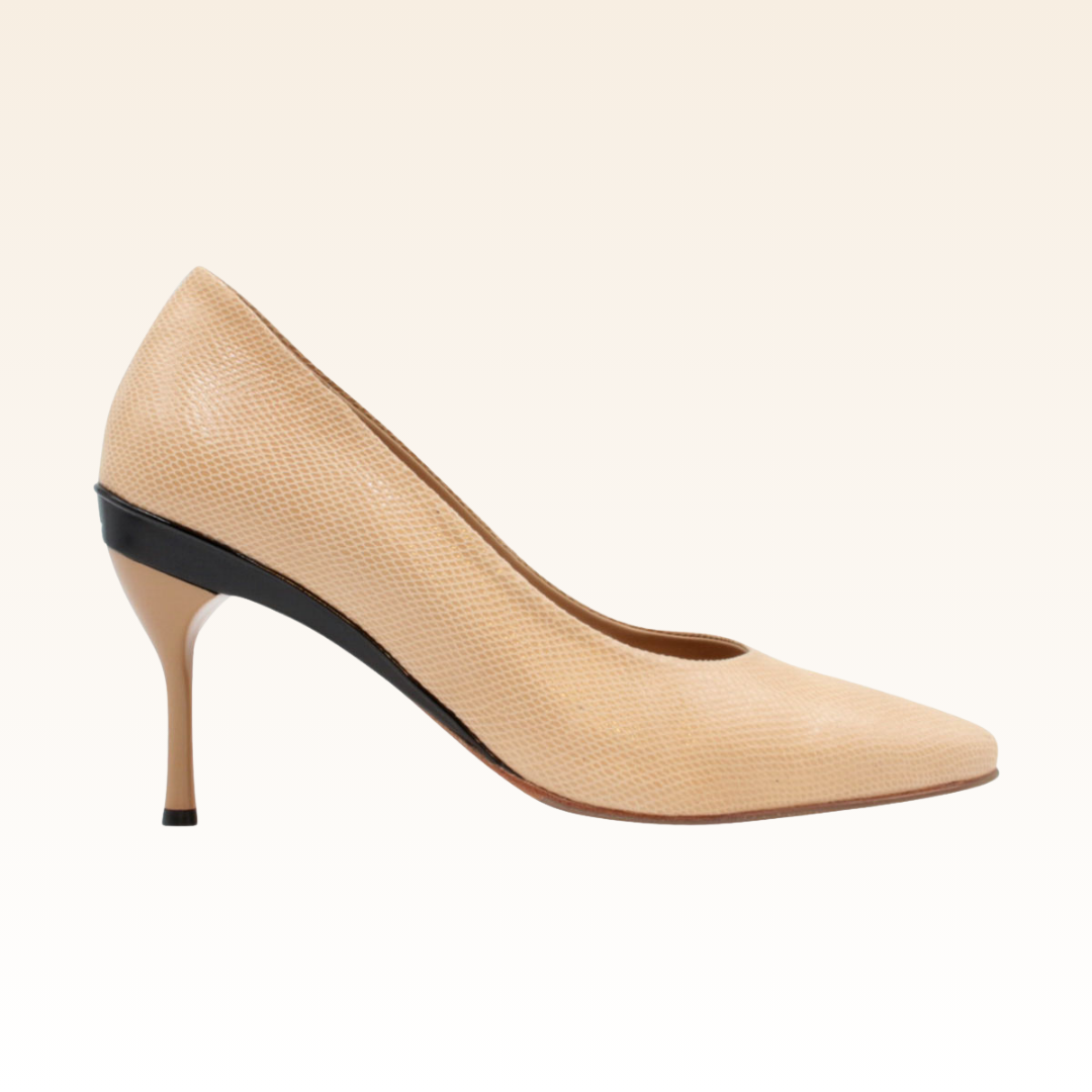 Helen Patent Sand Pointy Toe Pumps