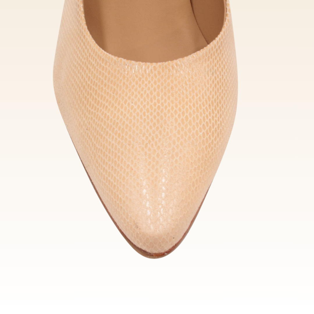 Helen Patent Sand Pointy Toe Pumps