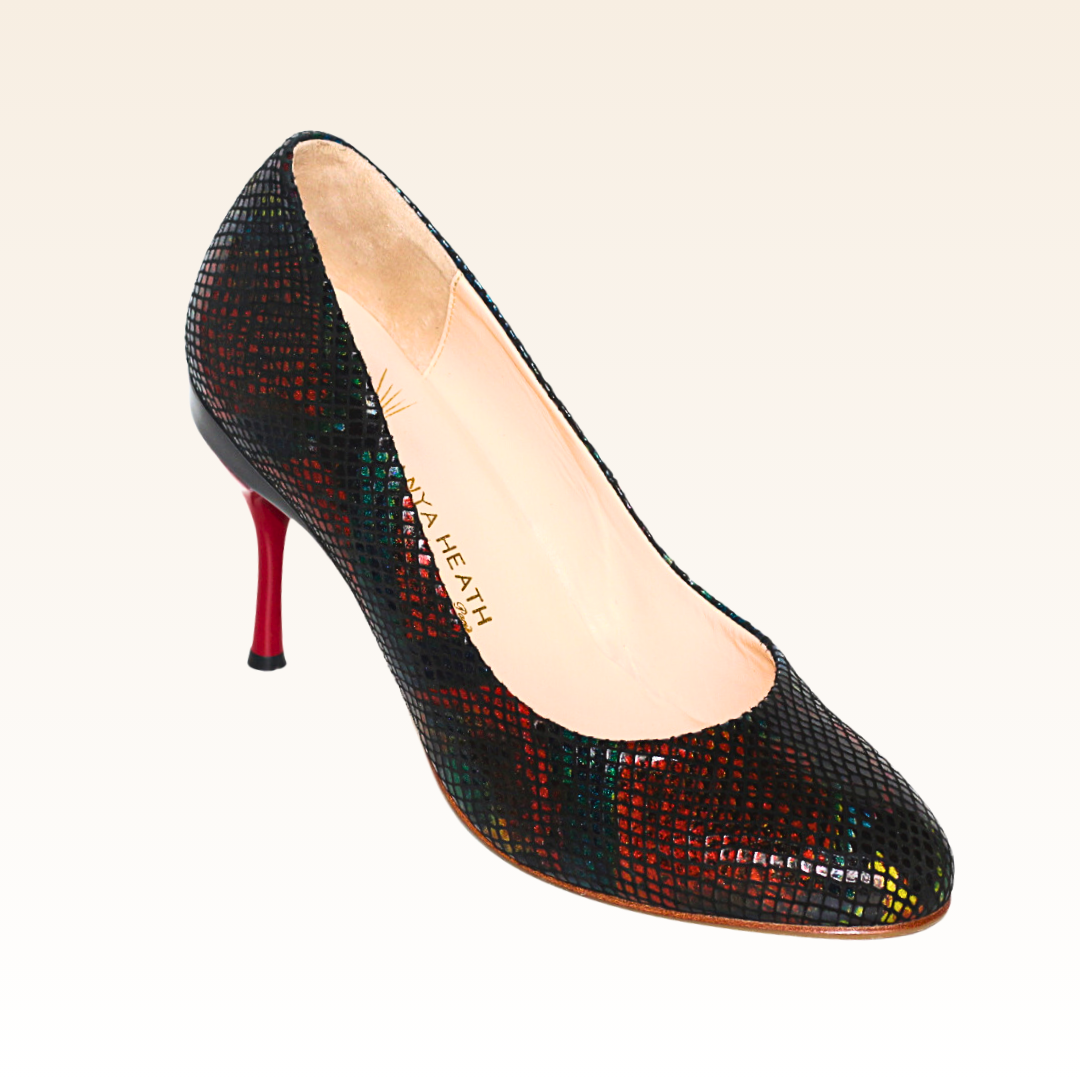 Ivy Ophedia Black and Multicolored Almond Toe Pump