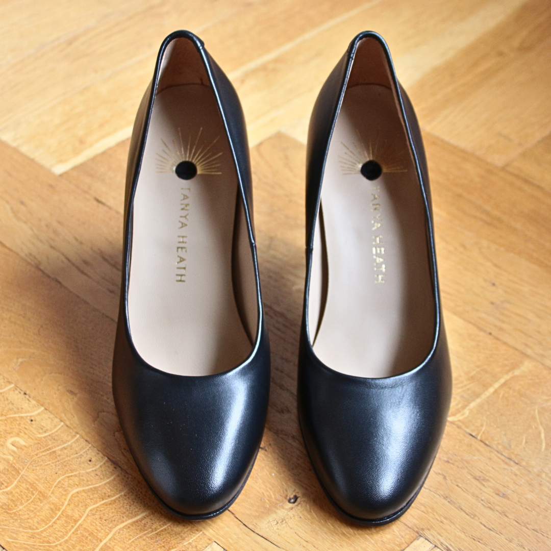 The Get up and Go Set:  Ivy Black Pumps With 2 Pairs of Interchangeable Heels