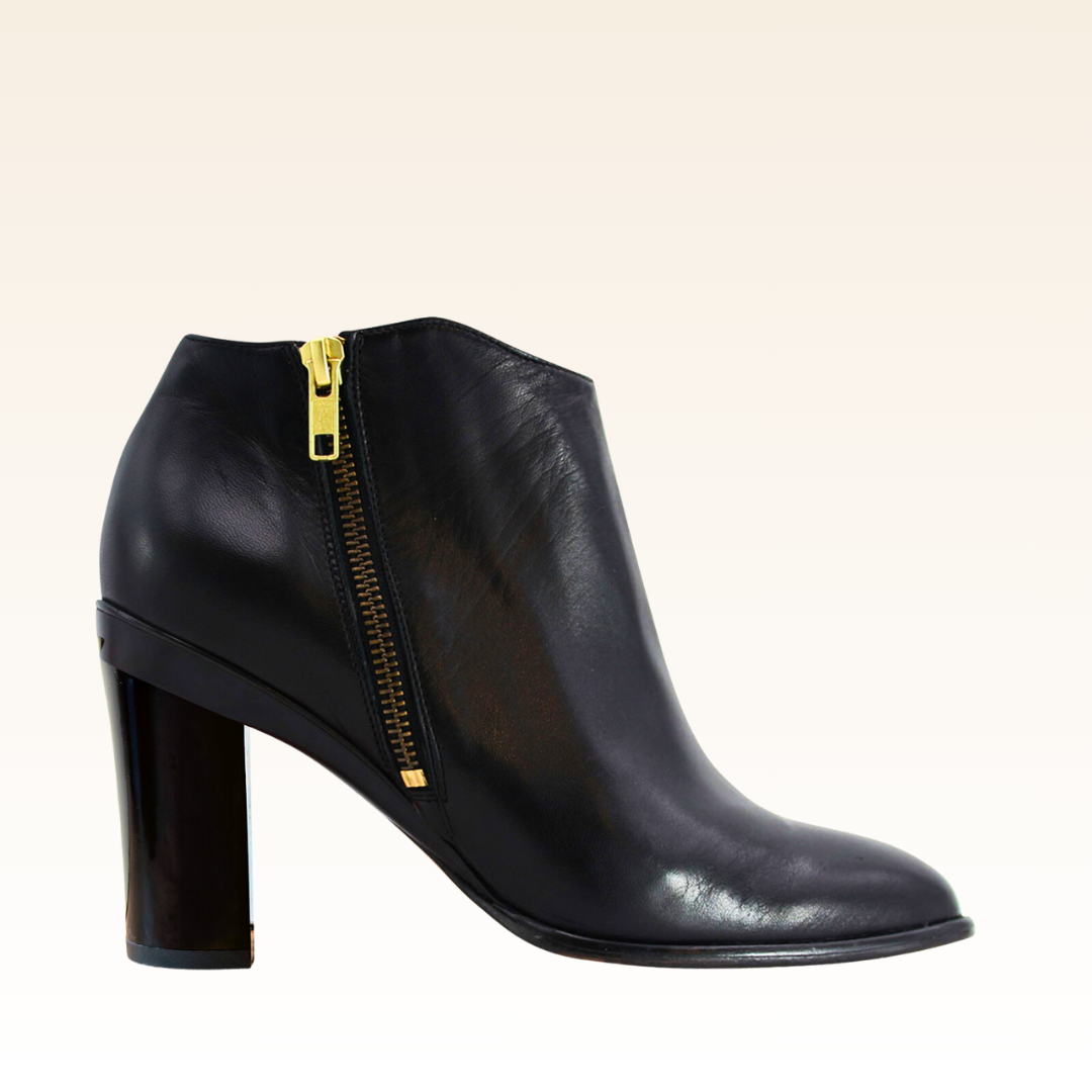 Portia Black Lambskin Ankle Boot
