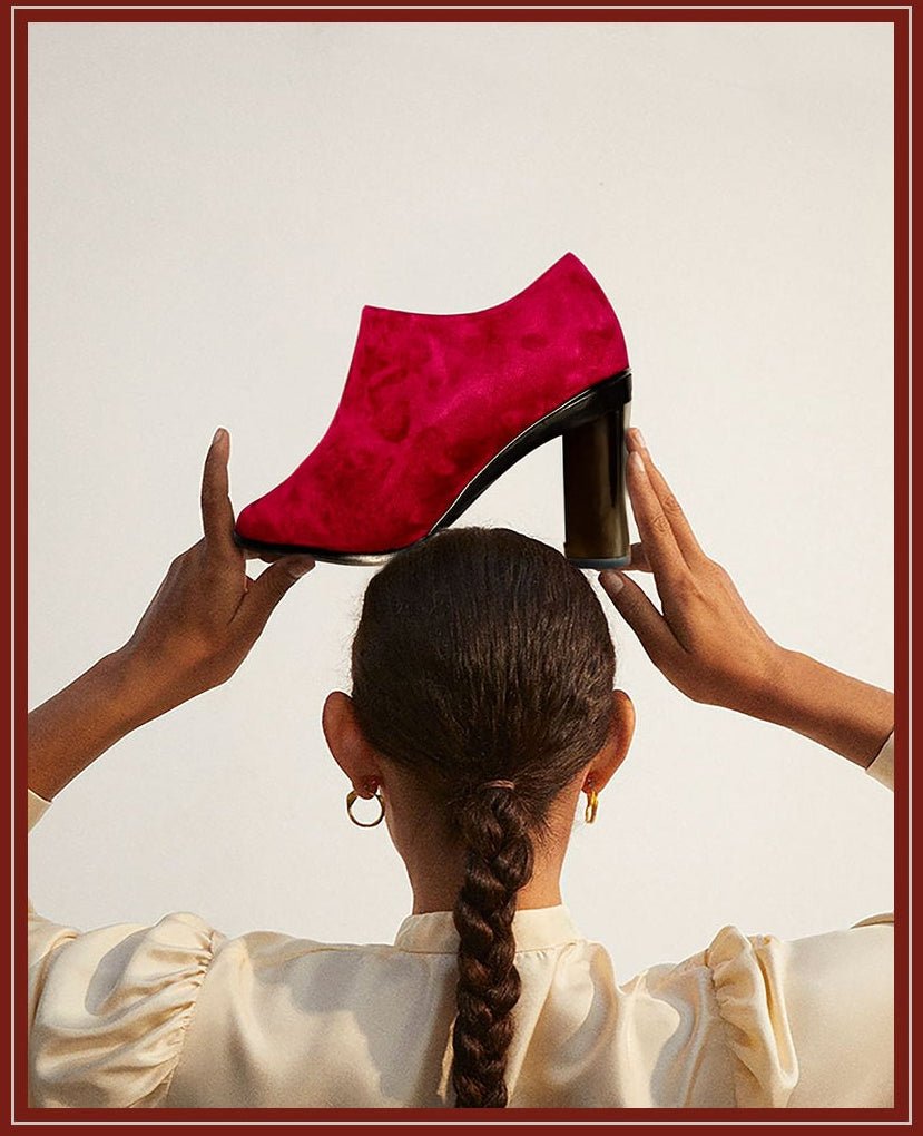 Adele Bottine Velours Bordeaux - Tanya Heath Paris