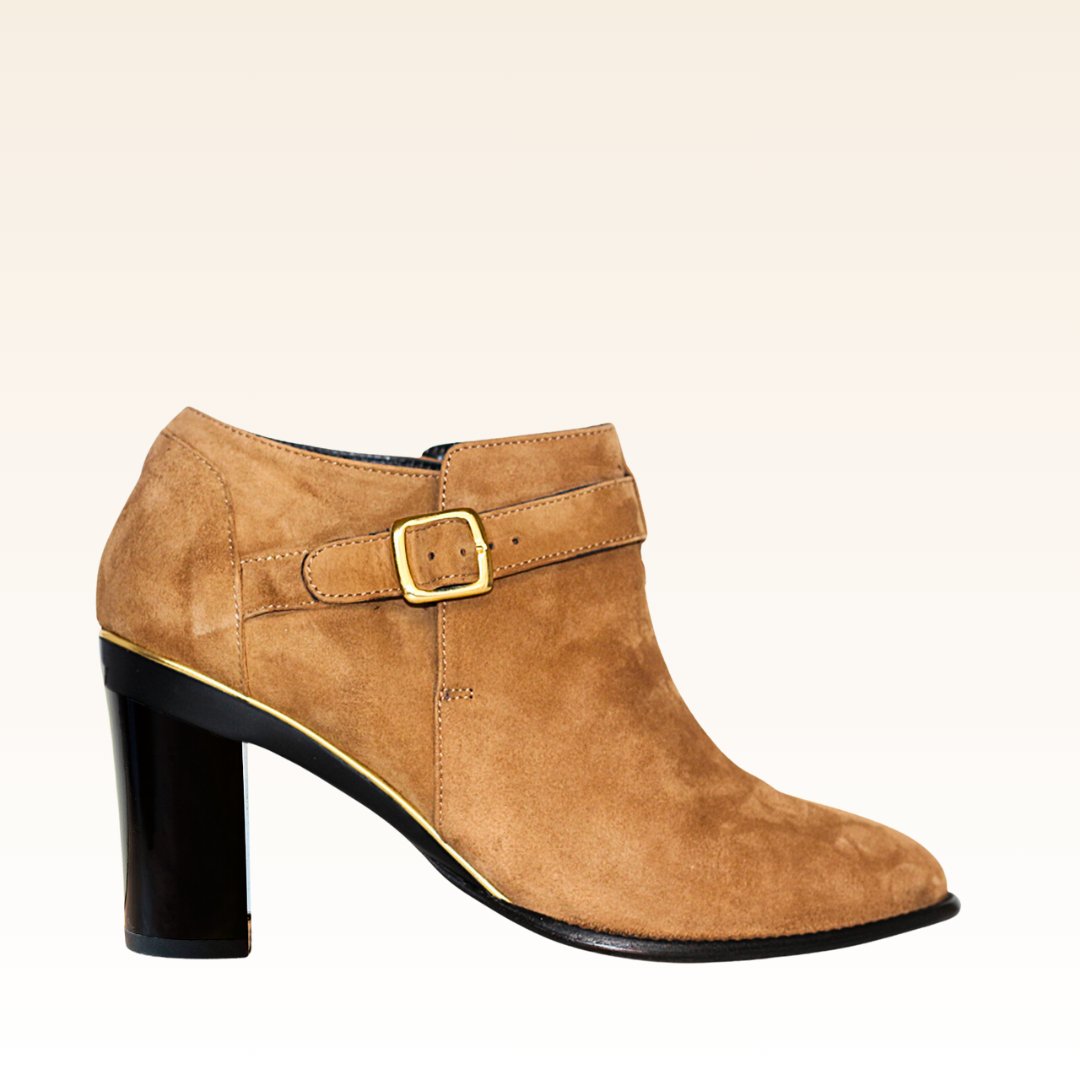 Anastasia bottines en velours camel - Tanya Heath Paris