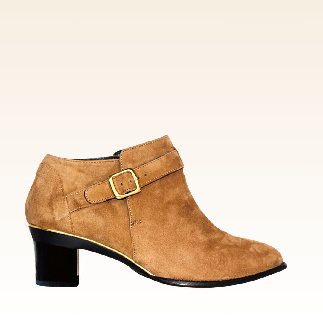 Anastasia bottines en velours camel - Tanya Heath Paris