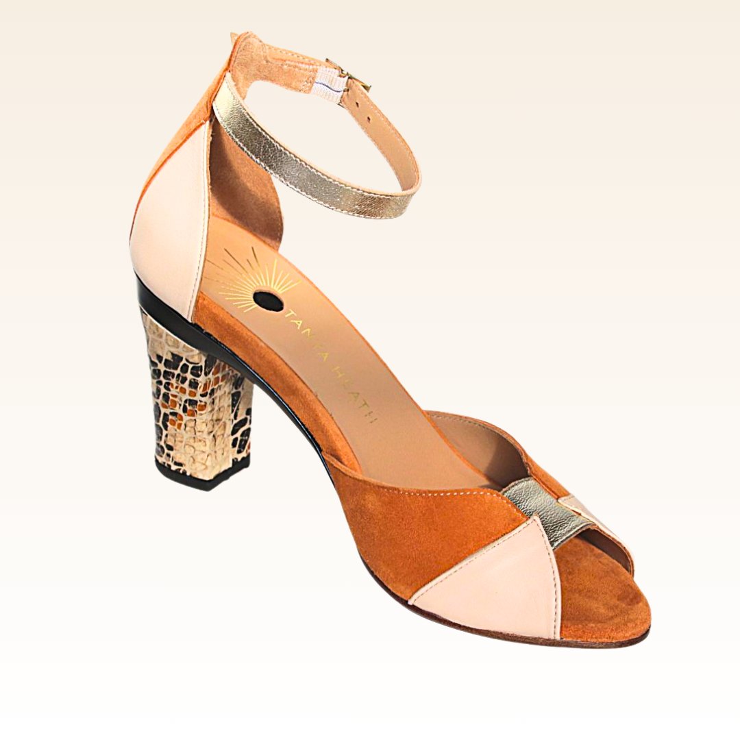 Blondie Terracotta sandale en cuir tri - color - Tanya Heath Paris