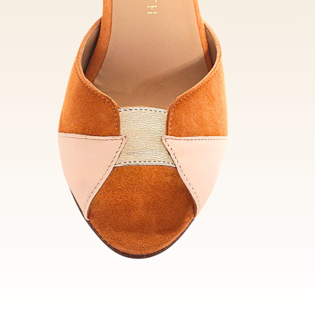 Blondie Terracotta sandale en cuir tri - color - Tanya Heath Paris