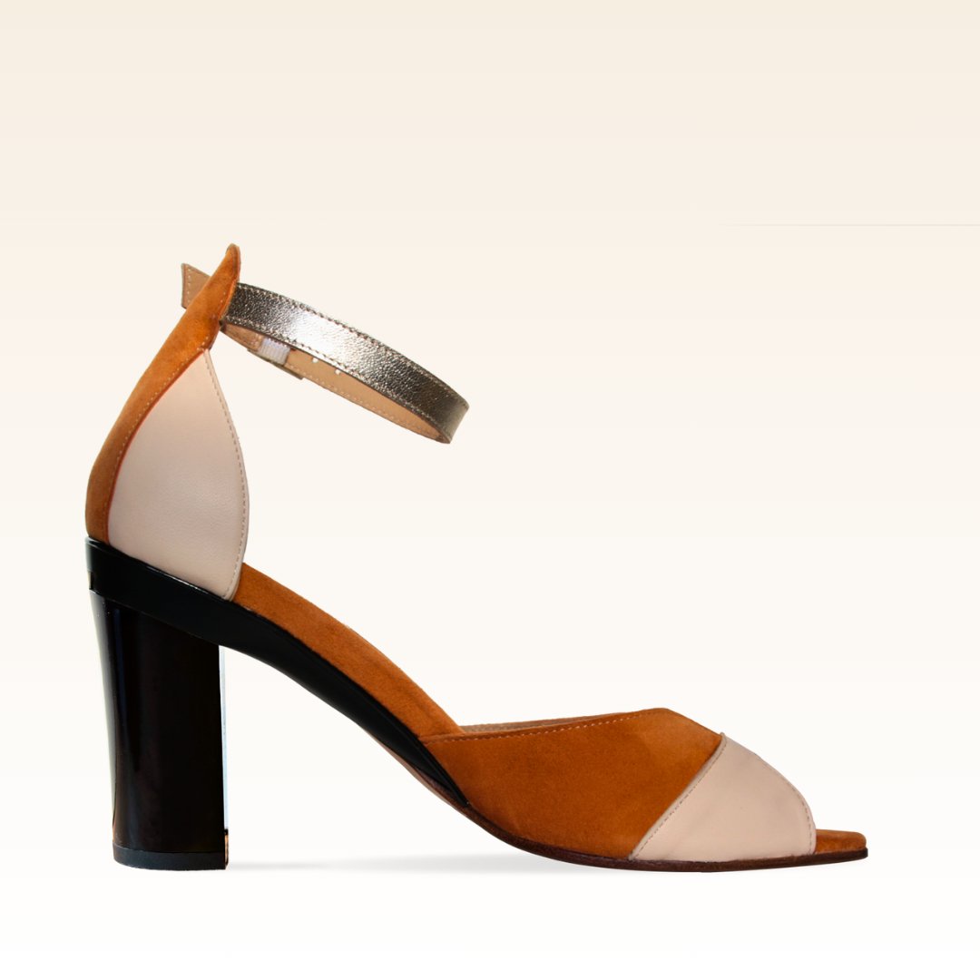 Blondie Terracotta sandale en cuir tri - color - Tanya Heath Paris