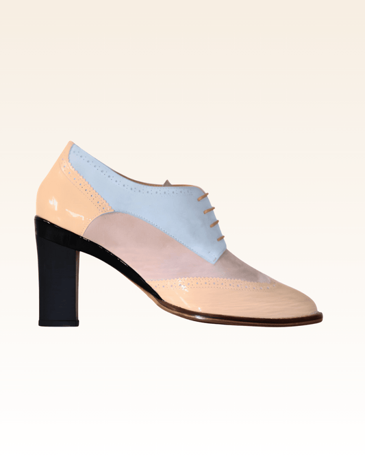 Charlotte derbies vernis blanc sable - Tanya Heath Paris