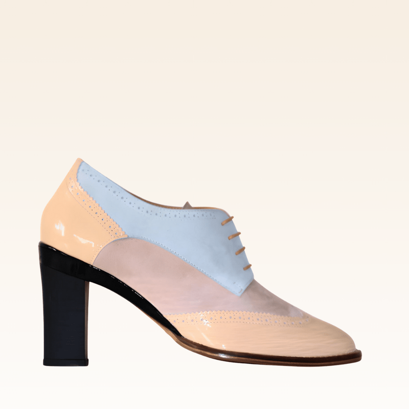 Charlotte derbies vernis blanc sable - Tanya Heath Paris