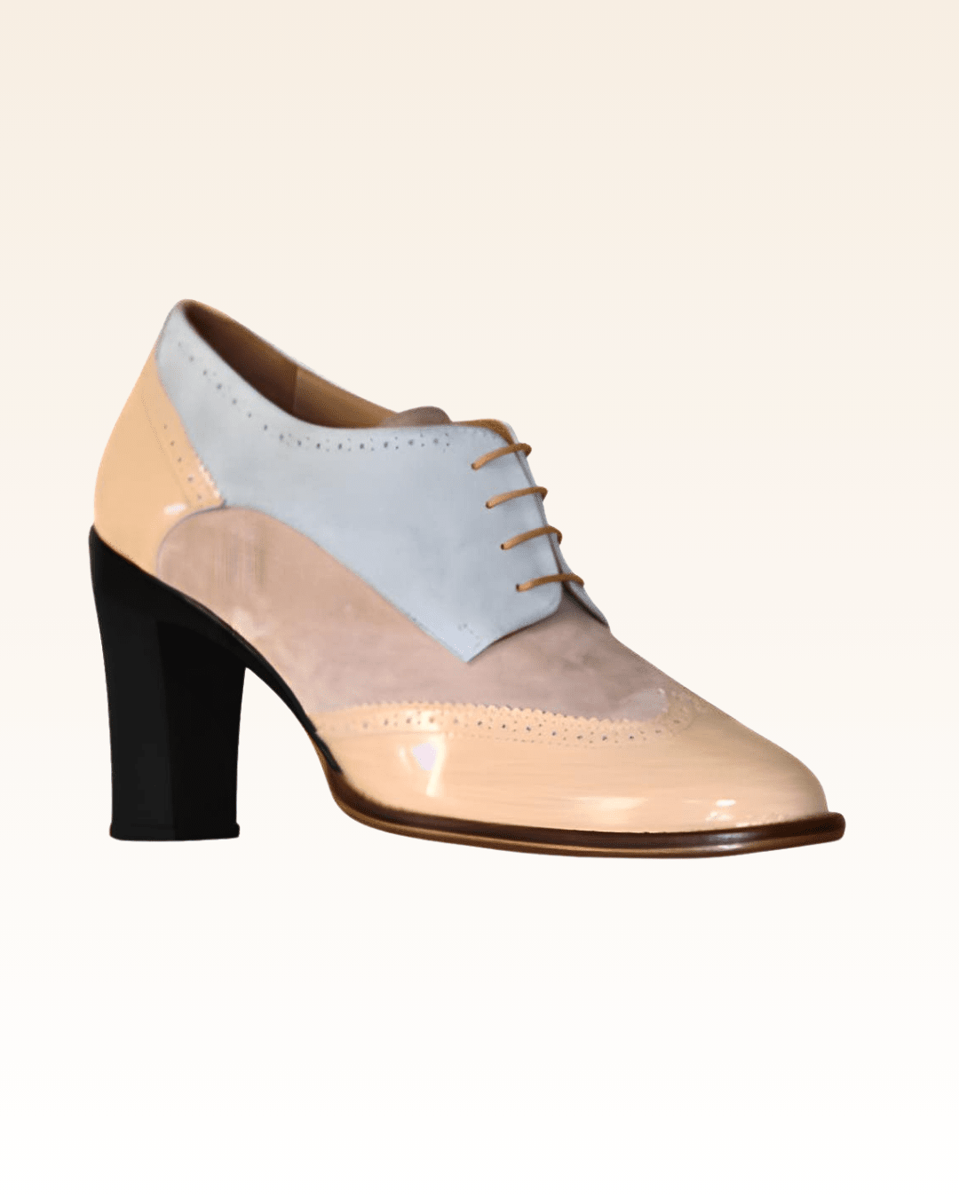 Charlotte derbies vernis blanc sable - Tanya Heath Paris