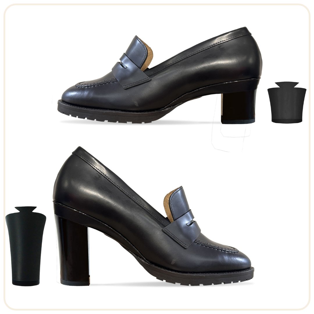 Coffret Emma: Mocassin noir + 2 talons interchangeables, pour un look sans fin - Tanya Heath Paris