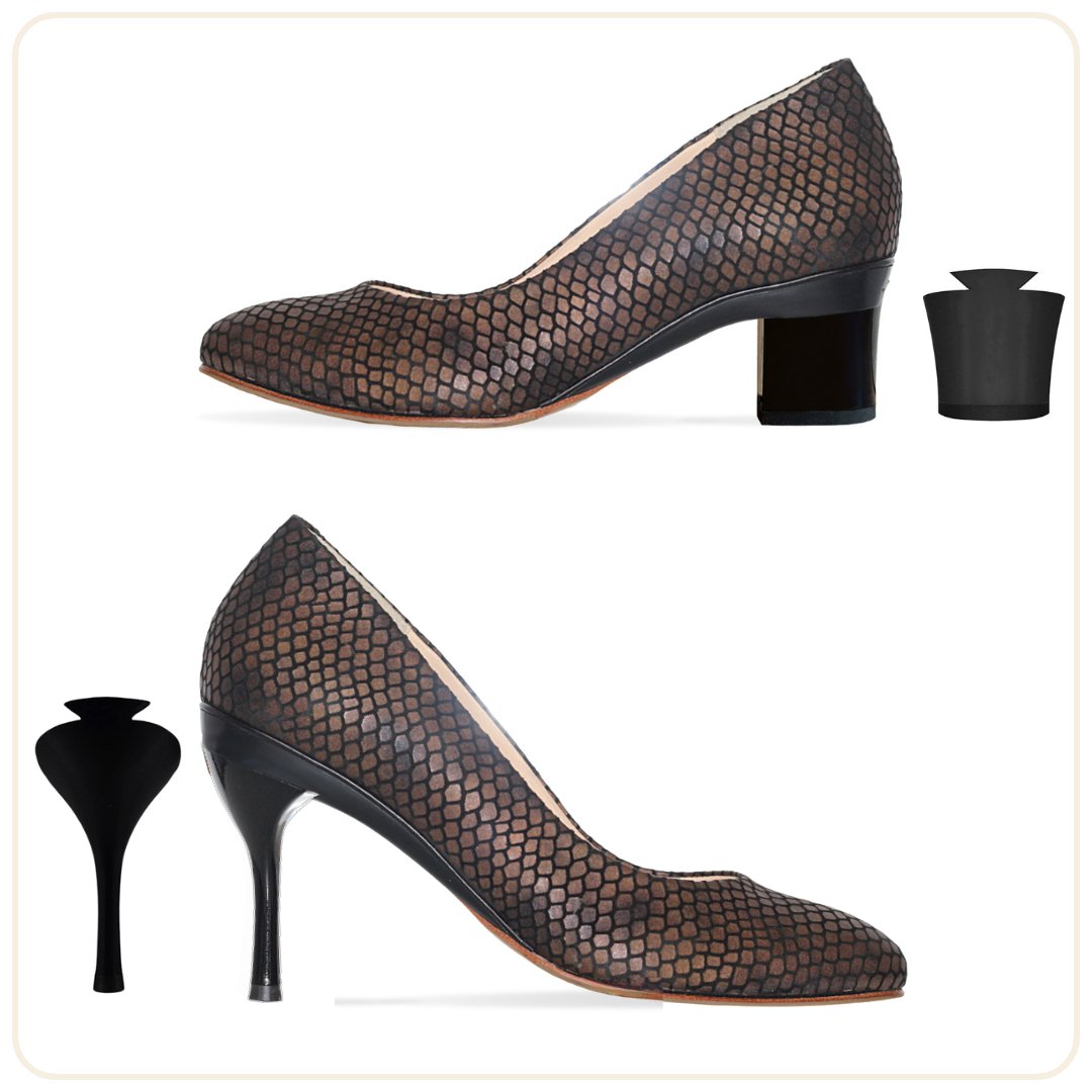 Ajustable shoes removable heels interchangeable heels Tanya Heath Paris