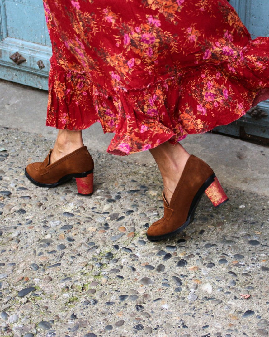 Emma Mocassin Velours Brun - Tanya Heath Paris