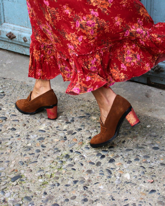 Emma Mocassin Velours Brun - Tanya Heath Paris