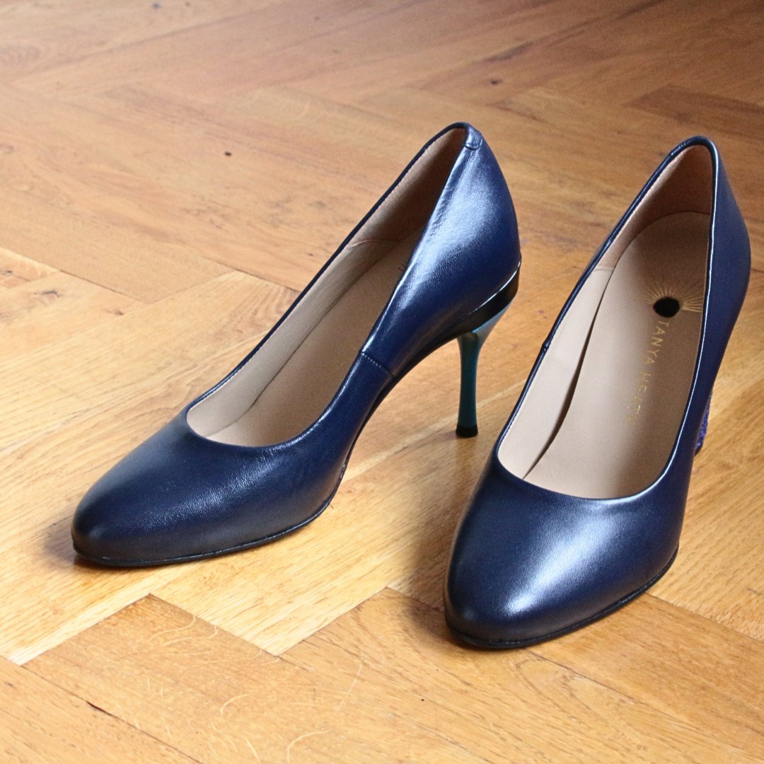 womens navy blue dress pumps Navy blue shoes bracelet FELISA Dress shoes navy suede