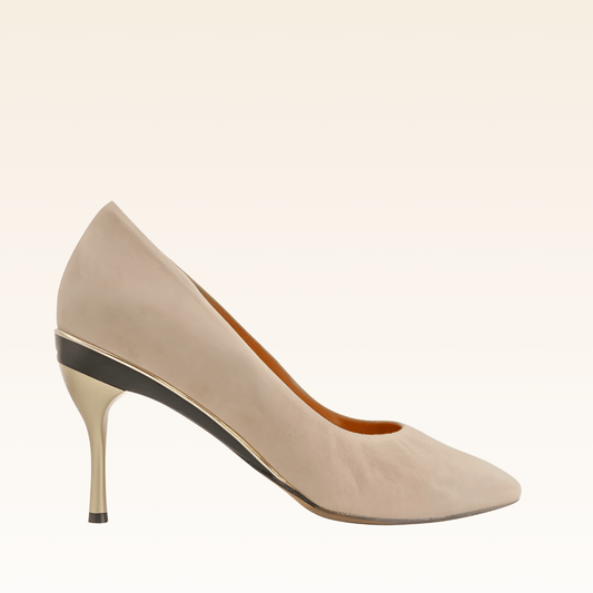 Franken - Pame Escarpin Velours Beige - Tanya Heath Paris
