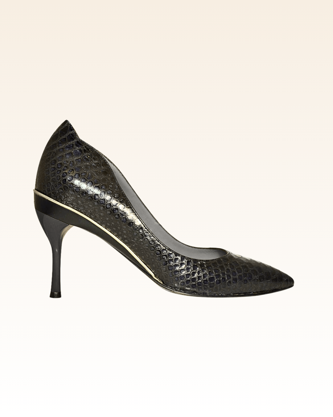 Franken Valerie Escarpin Python Noir - Tanya Heath Paris