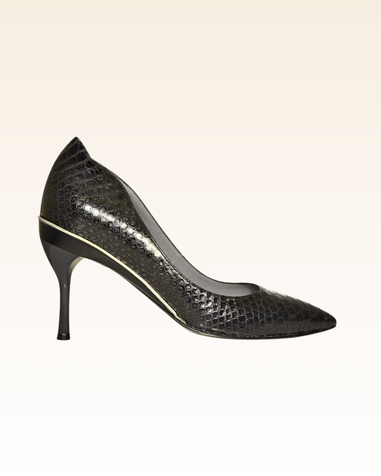 Franken Valerie Escarpin Python Noir - Tanya Heath Paris