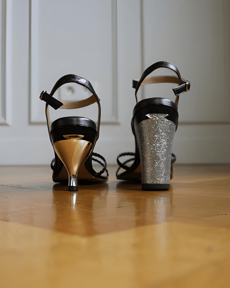 Ines sandales tressées gris plomb - Tanya Heath Paris