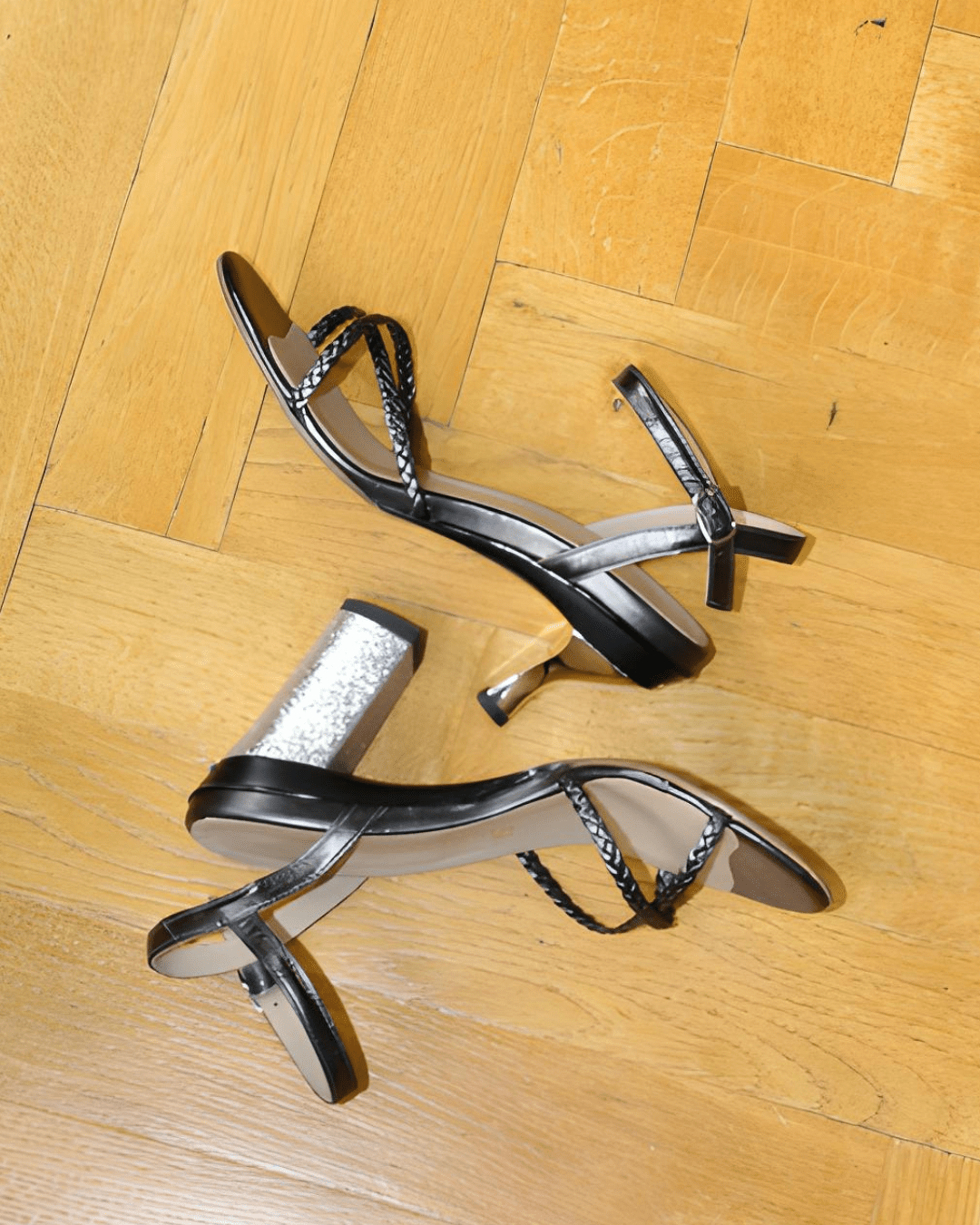 Ines sandales tressées gris plomb - Tanya Heath Paris