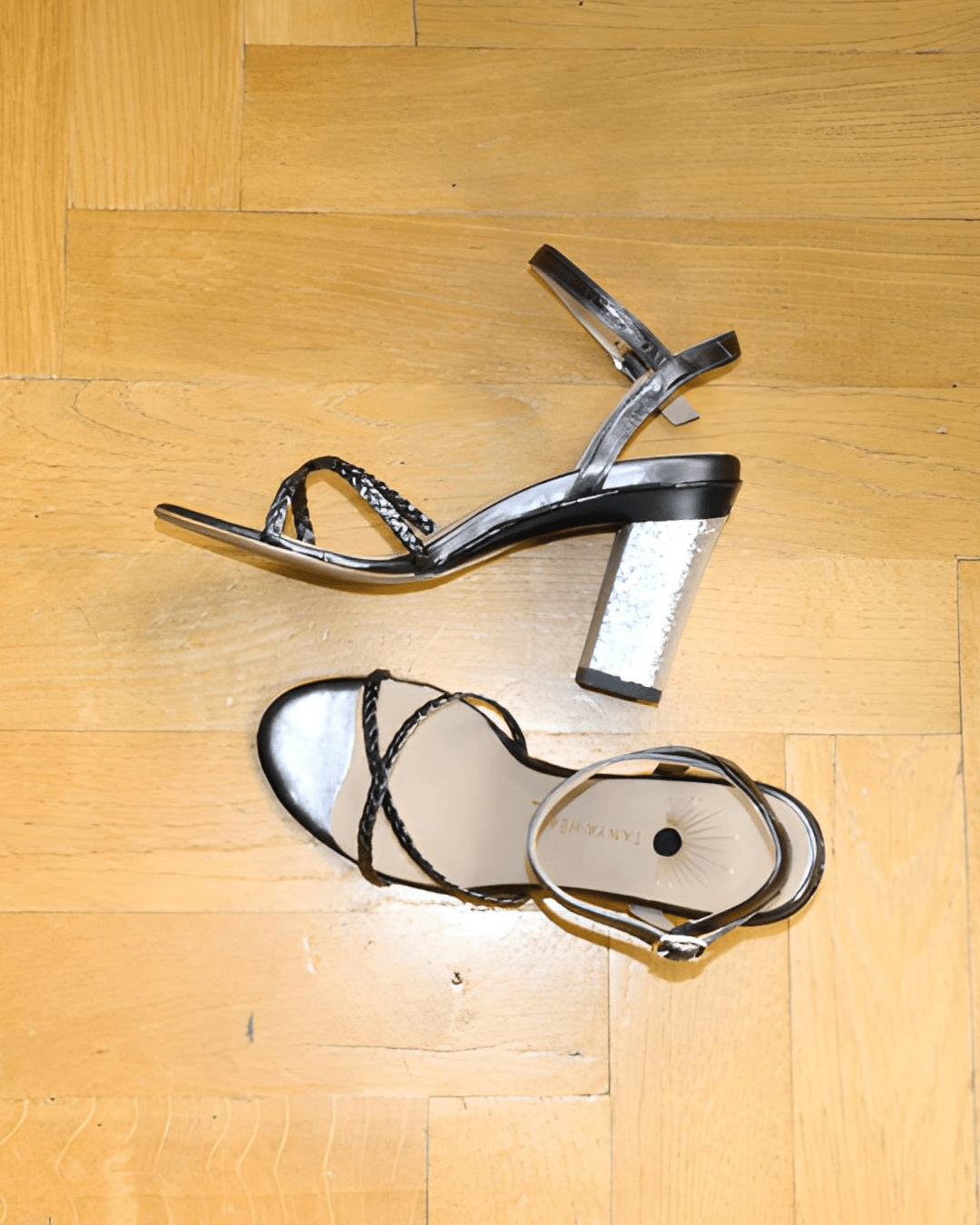 Ines sandales tressées gris plomb - Tanya Heath Paris