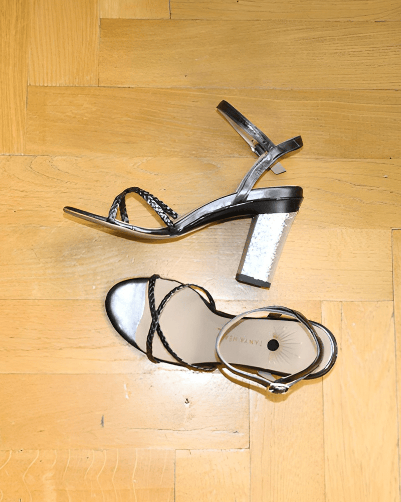 Ines sandales tressées gris plomb - Tanya Heath Paris