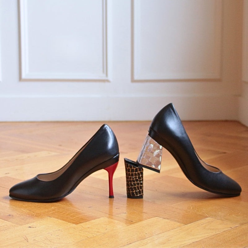 Escarpin Noir avec trois talons