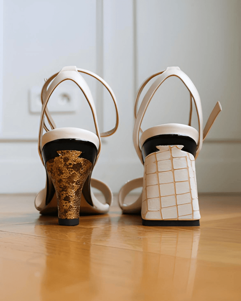 Mia Sandale Beige et Or - Tanya Heath Paris