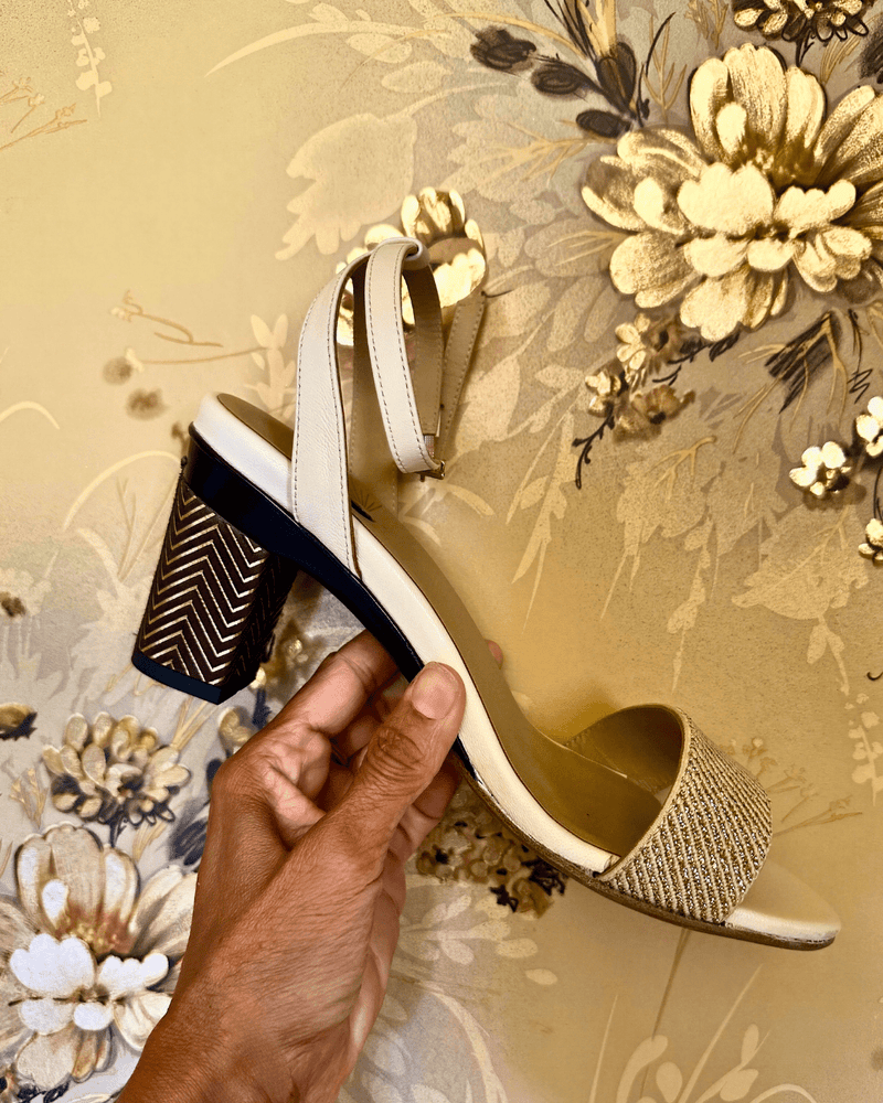 Mia Sandale Beige et Or - Tanya Heath Paris