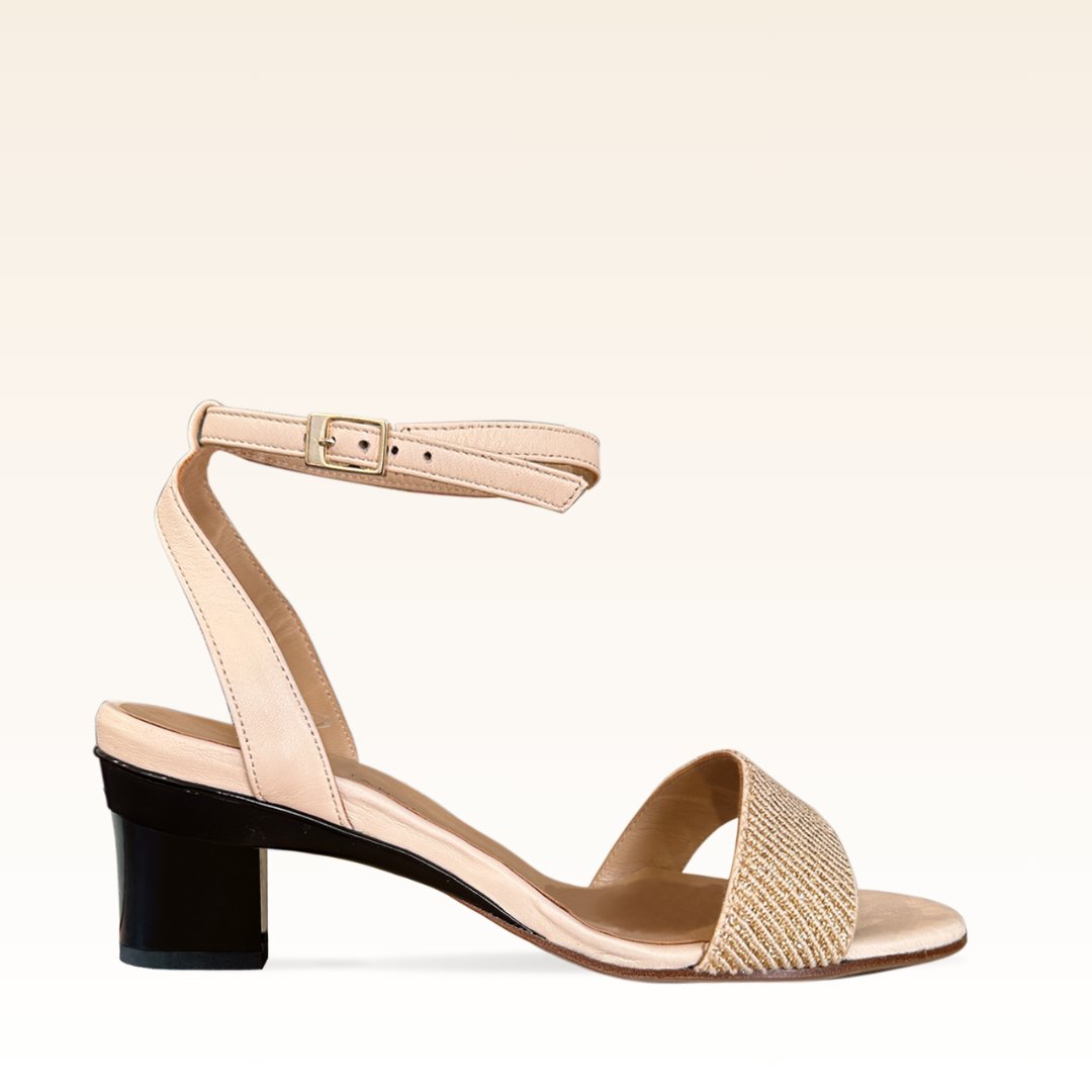 Mia Sandale Beige et Or - Tanya Heath Paris