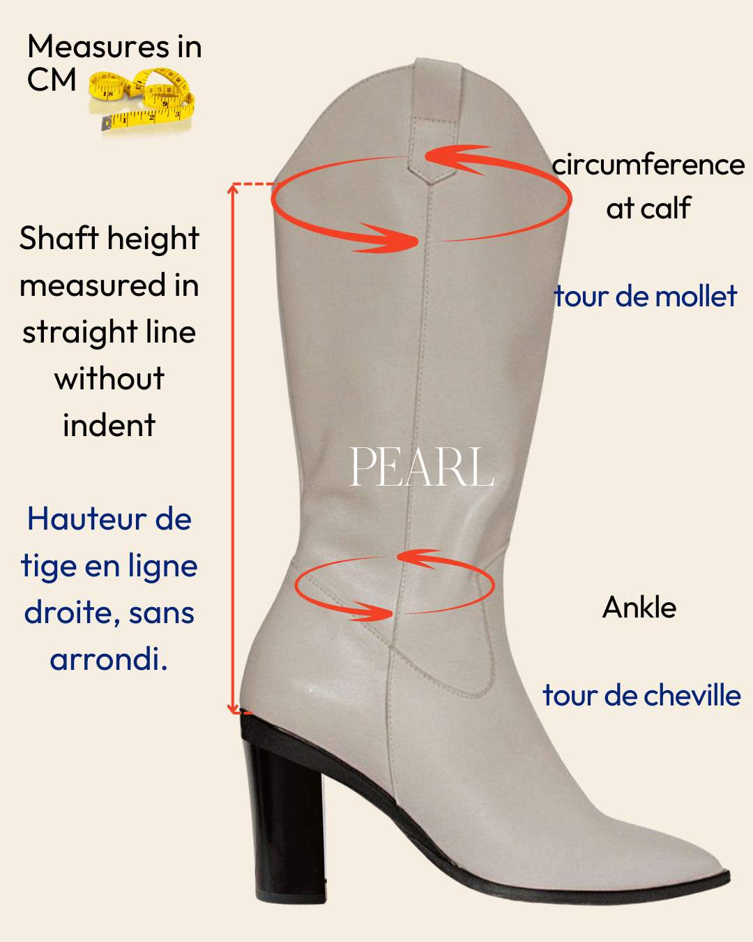 Pearl Santiag Agneau Beige - Tanya Heath Paris