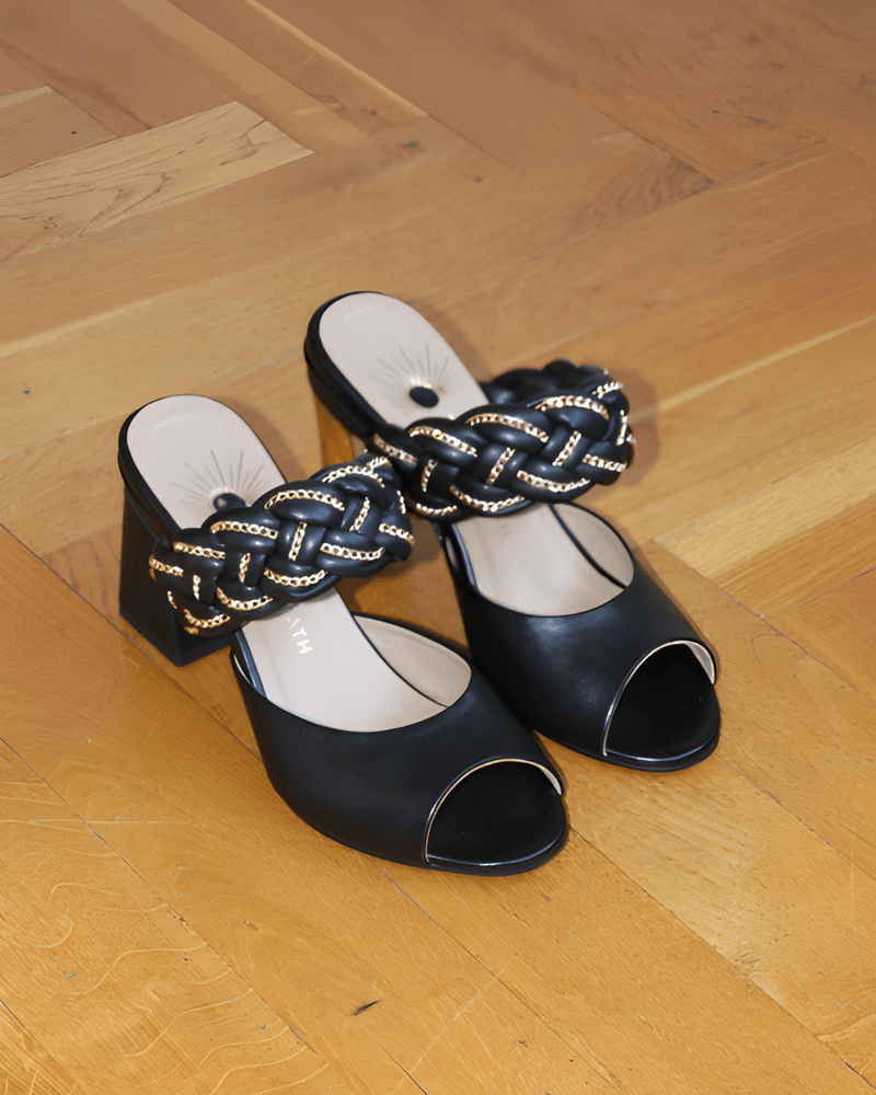 Romy Mules Tressées Noir - Tanya Heath Paris