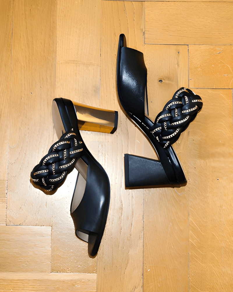 Romy Mules Tressées Noir - Tanya Heath Paris