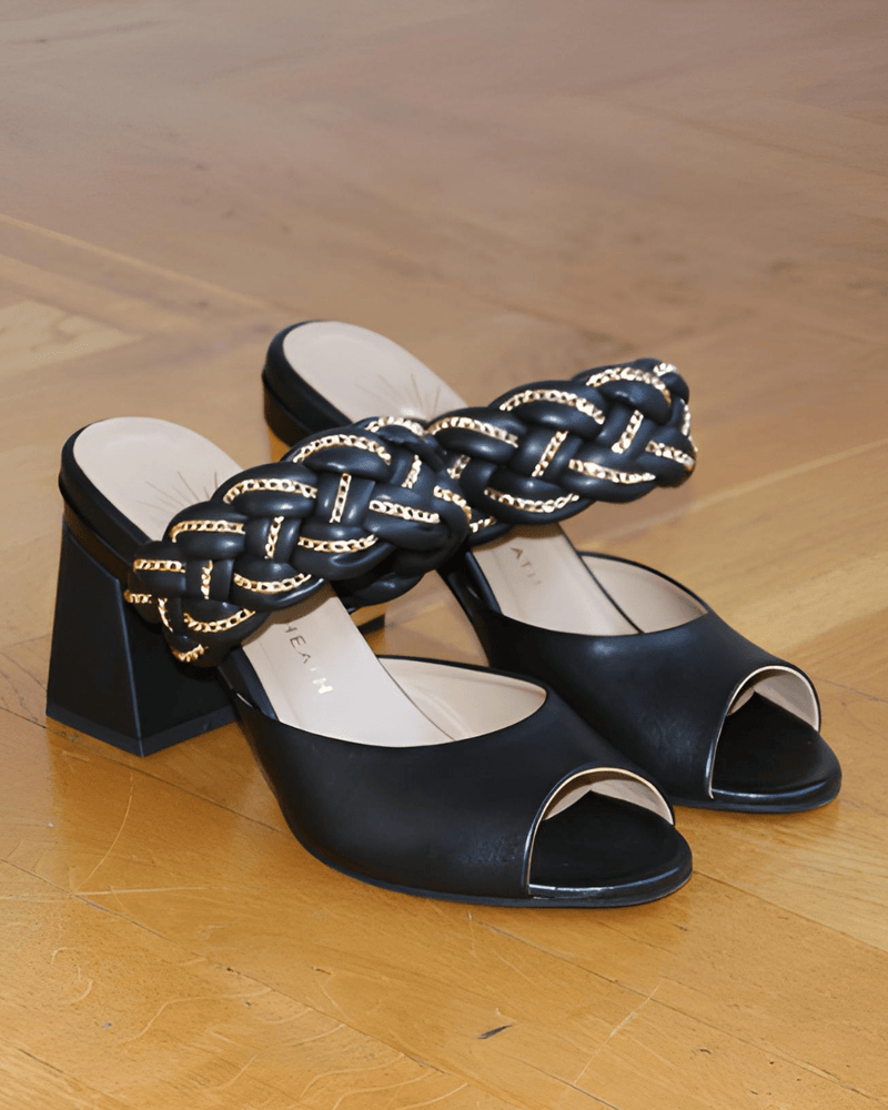 Romy Mules Tressées Noir - Tanya Heath Paris