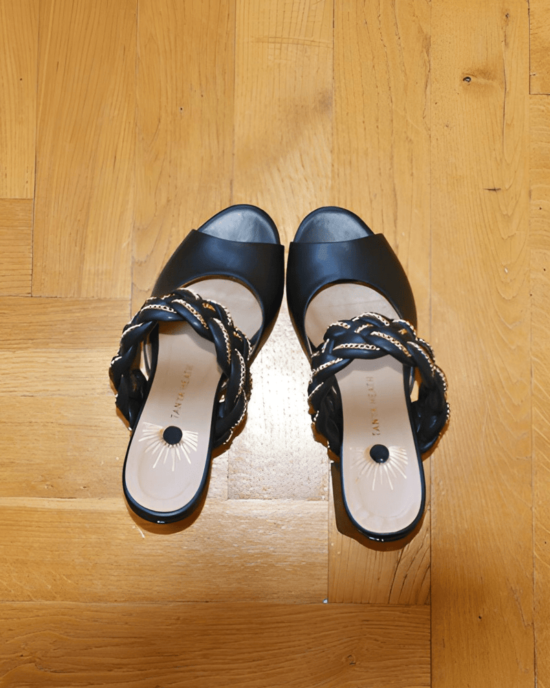 Romy Mules Tressées Noir - Tanya Heath Paris