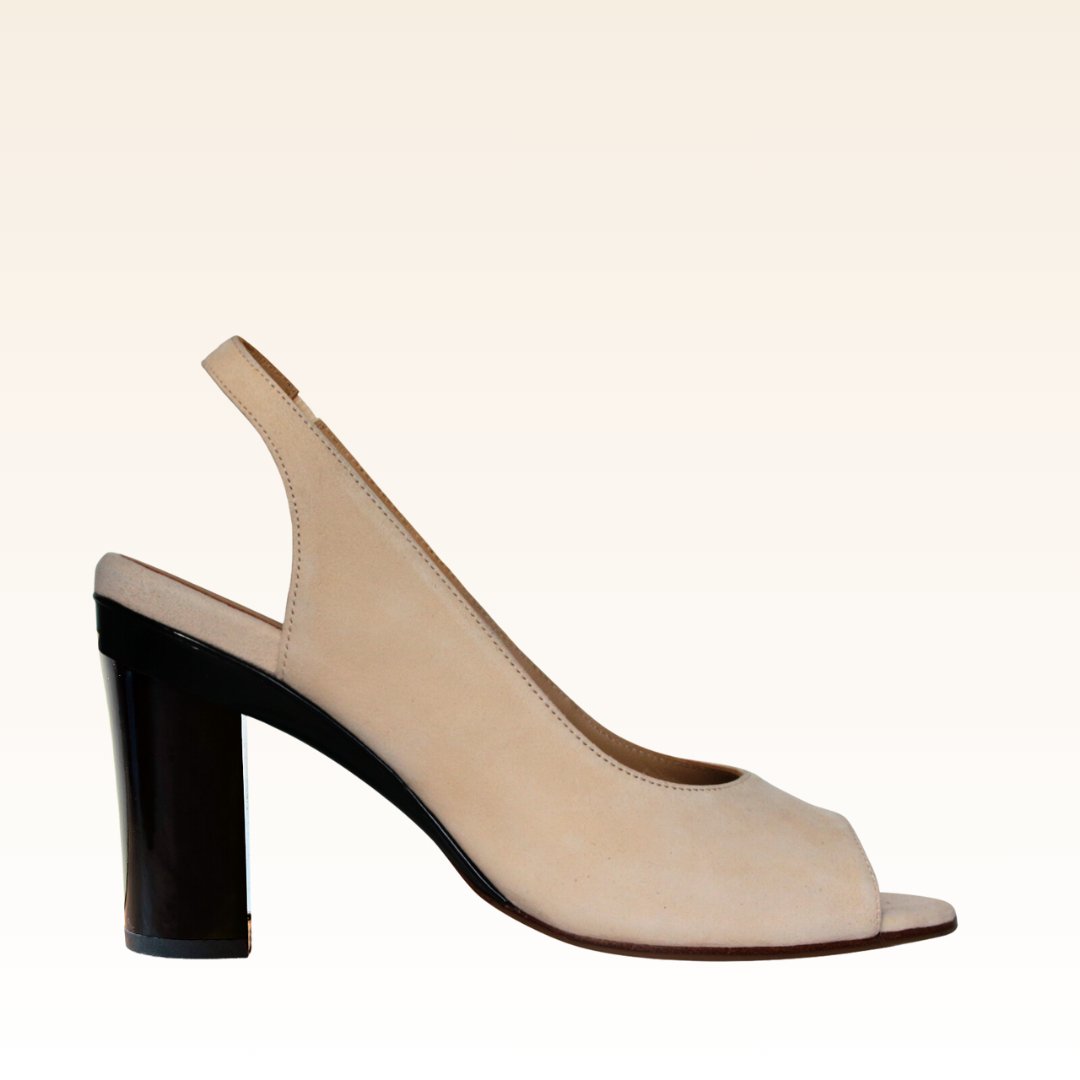 Sophie Sling Back Velours Amande - Tanya Heath Paris