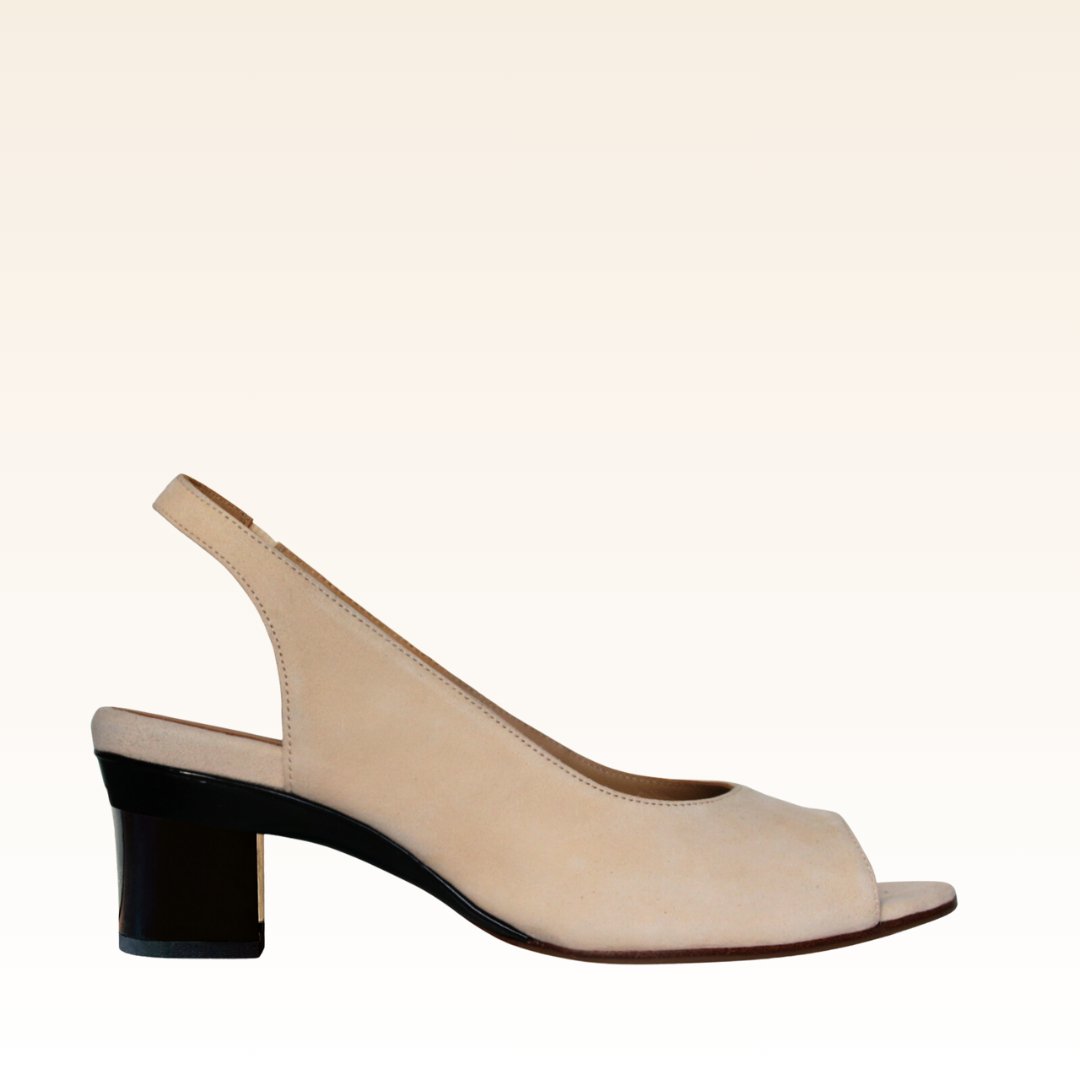 Sophie Sling Back Velours Amande - Tanya Heath Paris