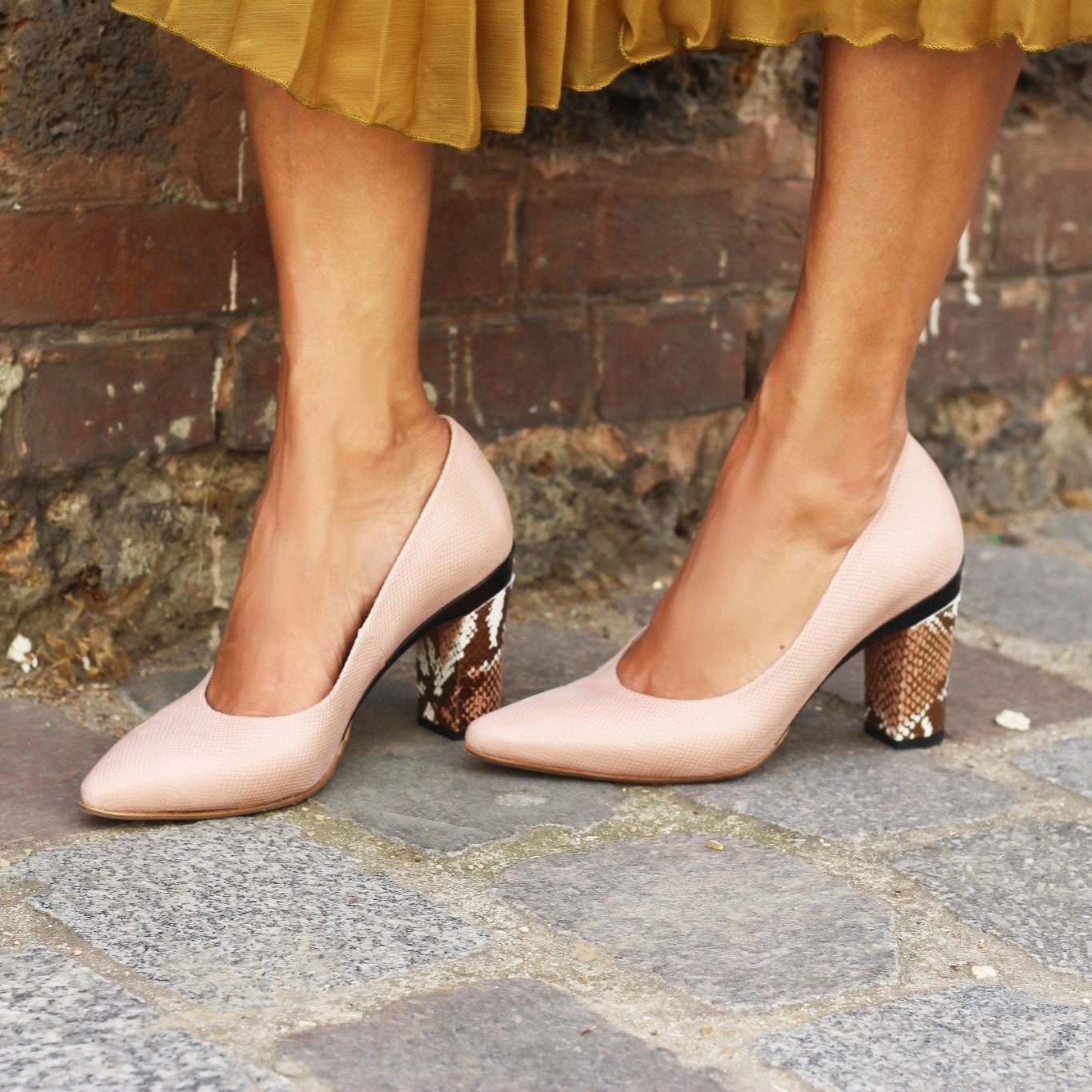 escarpins rose en cuir talons hauts amovibles