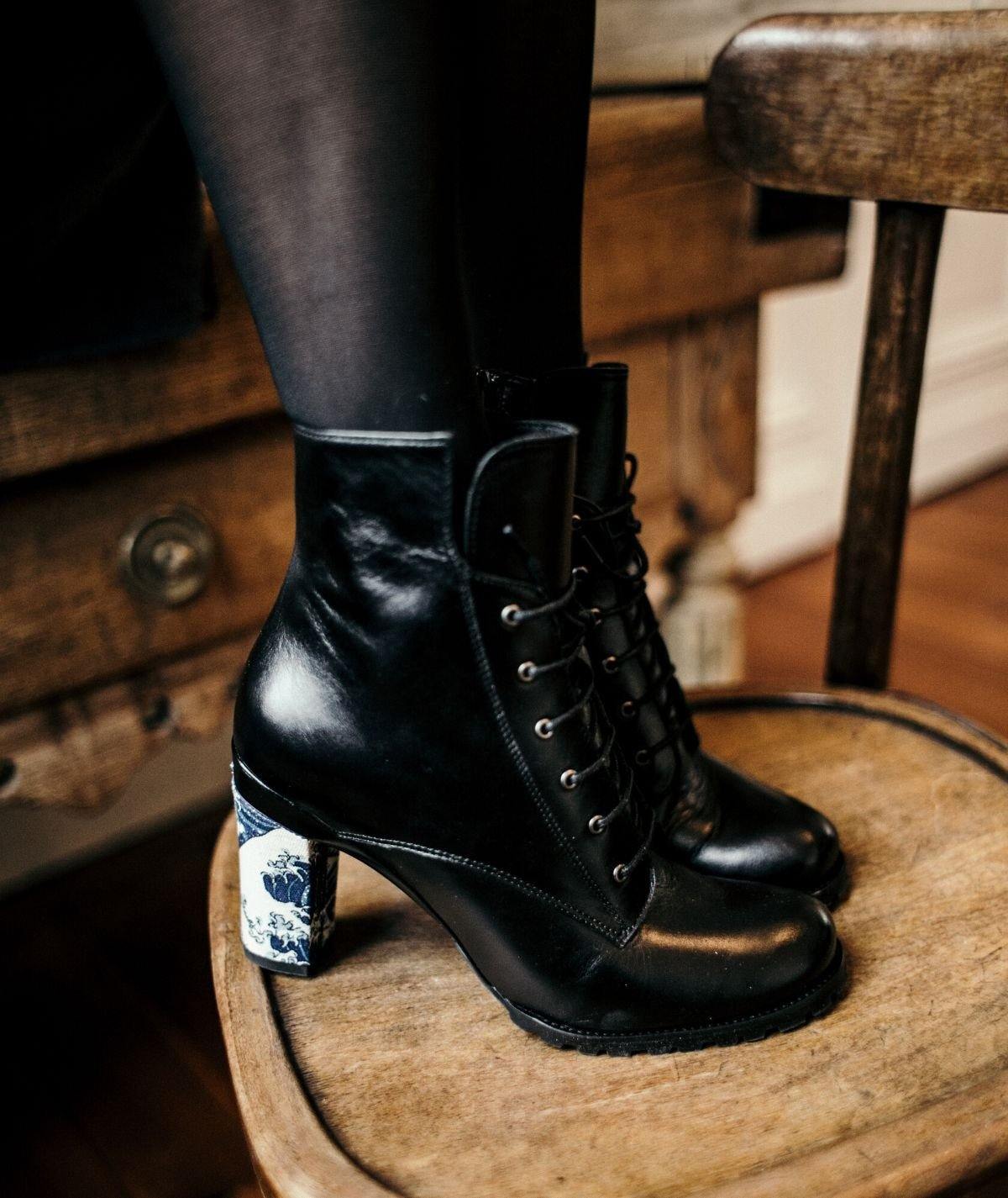 Eugenie Black Lace up Boot