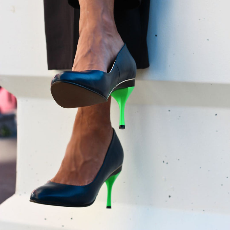 Escarpin bleu marine confortable à talon