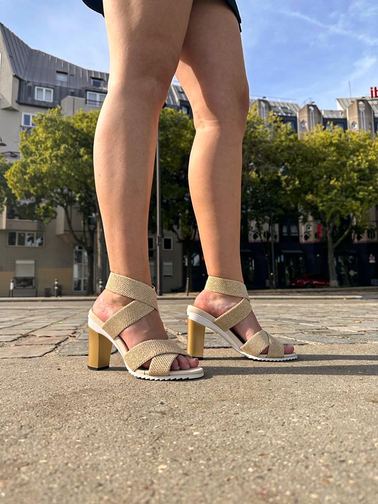 Sandale beige talon interchangeable