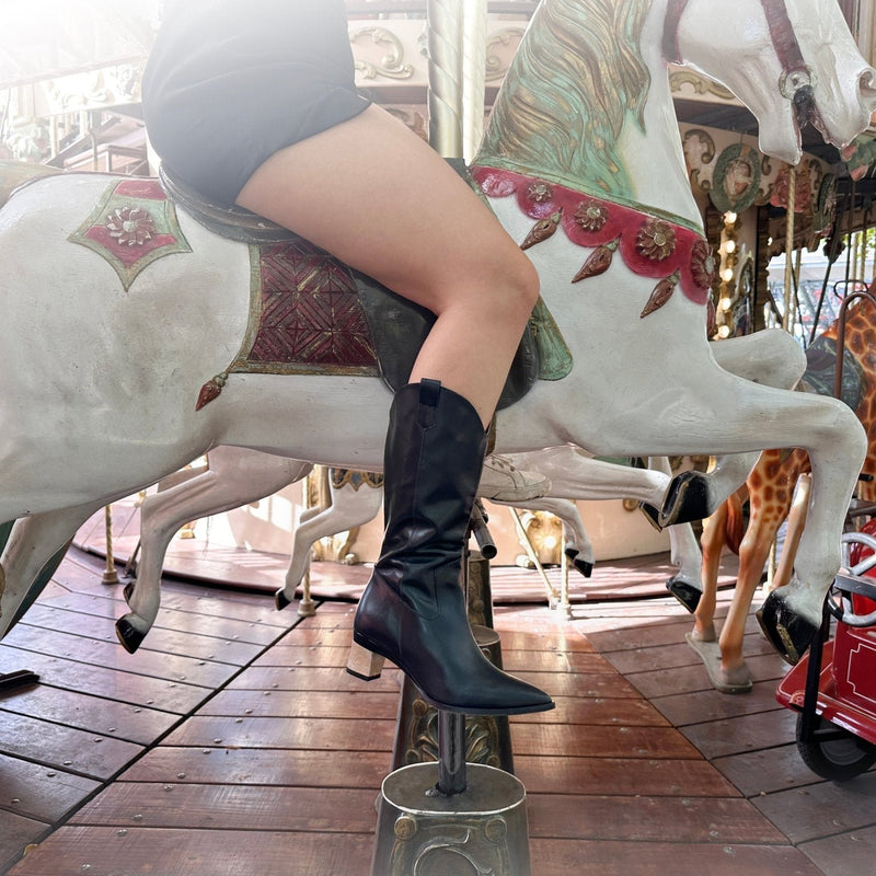 Botte santiag noire avec talon amovible