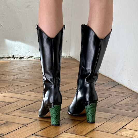 Santiags noires talon interchangeable